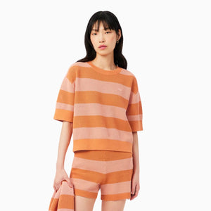 T-shirt a righe in mesh